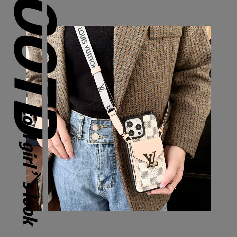 Luxe kaarttas iPhone-hoesje met vijf kleurenketting
