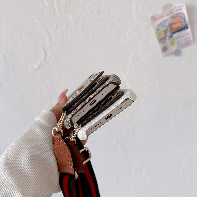 Funda de iPhone clásica con bolso cruzado para tarjetas premium