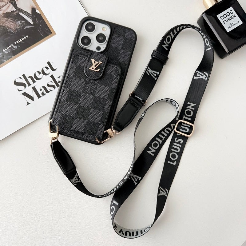 Luxe Zwart-wit Crossbody Card Bag iPhone-hoesje
