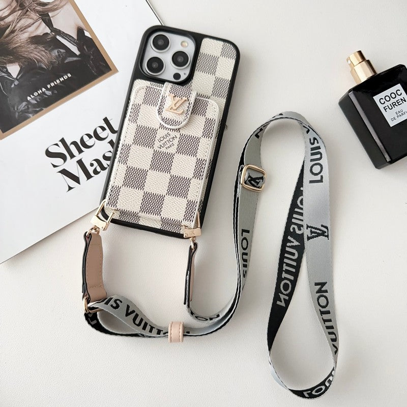 Luxe Zwart-wit Crossbody Card Bag iPhone-hoesje