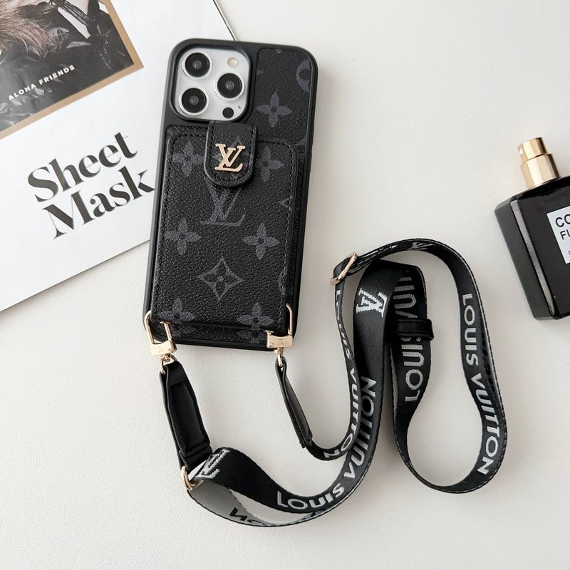 Luxe Zwart-wit Crossbody Card Bag iPhone-hoesje