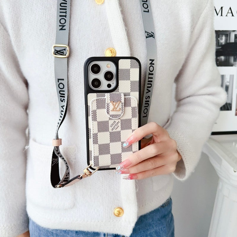 Luxe Zwart-wit Crossbody Card Bag iPhone-hoesje