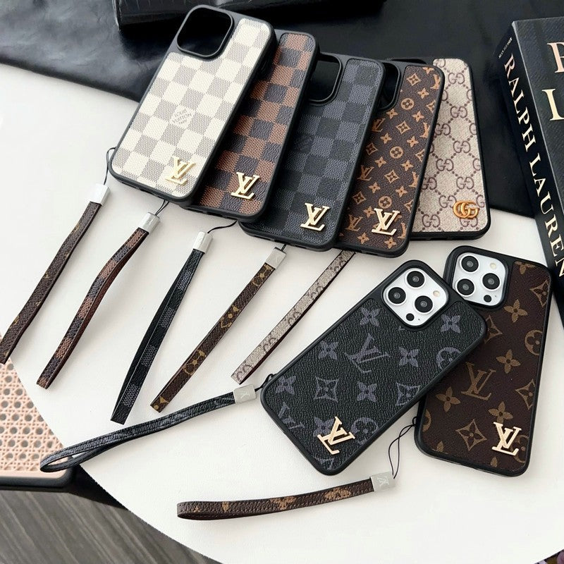 Luxe zwart-wit iPhone-hoesje met handketting