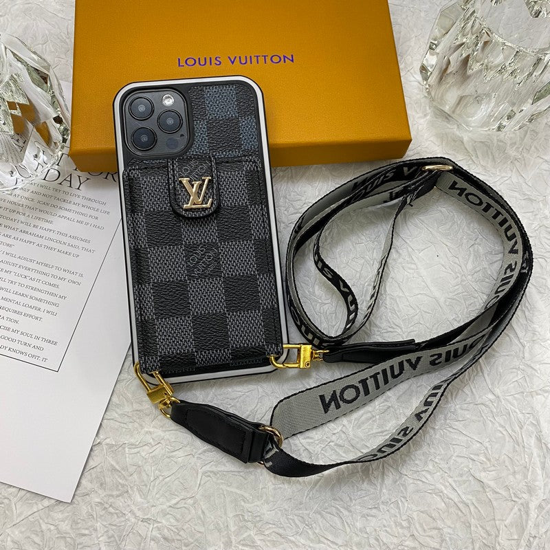 Cadena de bolso de tarjeta de lujo Funda y vinilo para iPhone