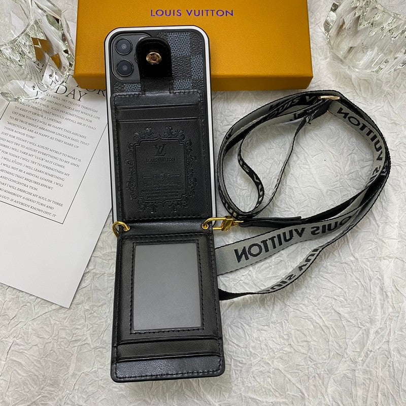 Cadena de bolso de tarjeta de lujo Funda y vinilo para iPhone
