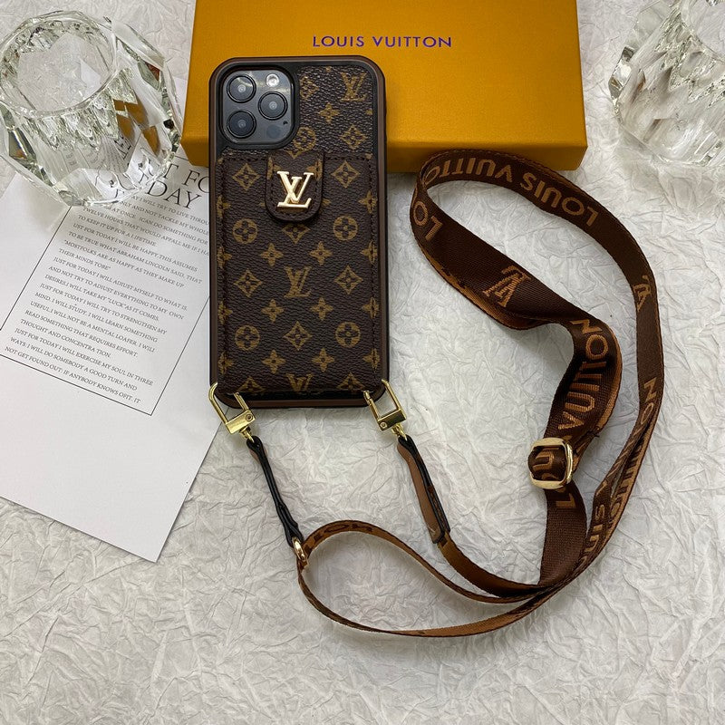 Cadena de bolso de tarjeta de lujo Funda y vinilo para iPhone