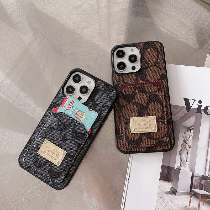 Funda clásica de cuero para iPhone con tarjetero