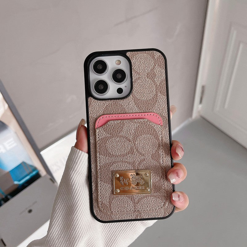 Funda clásica de cuero para iPhone con tarjetero