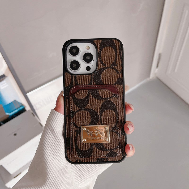 Funda clásica de cuero para iPhone con tarjetero