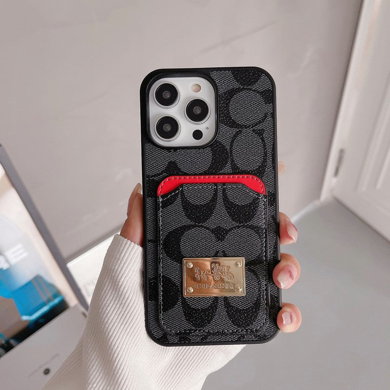 Funda clásica de cuero para iPhone con tarjetero
