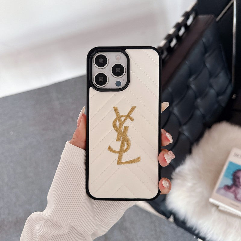 Sint zwart-wit leren iPhone-hoesje