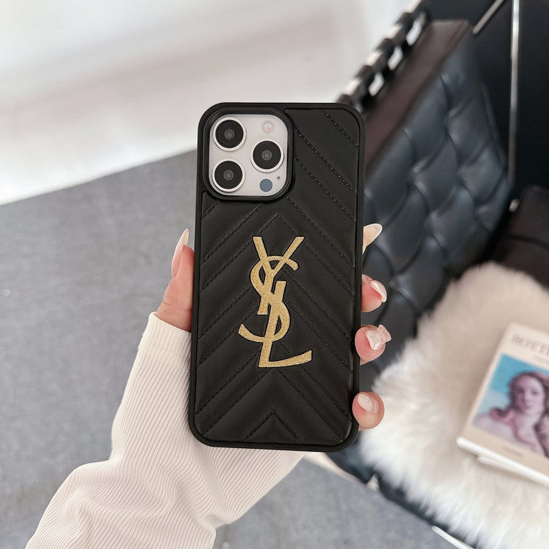 Sint zwart-wit leren iPhone-hoesje