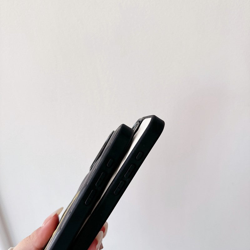 Sint zwart-wit leren iPhone-hoesje
