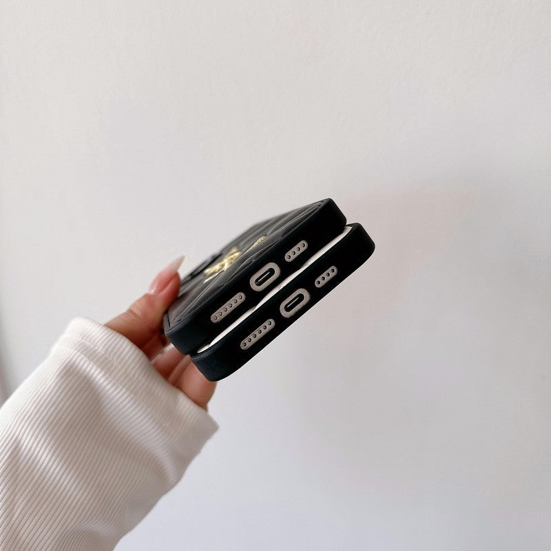 Sint zwart-wit leren iPhone-hoesje