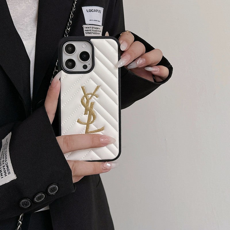 Sint zwart-wit leren iPhone-hoesje