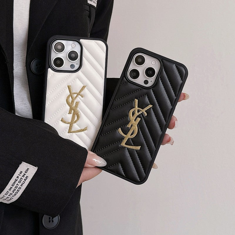Sint zwart-wit leren iPhone-hoesje