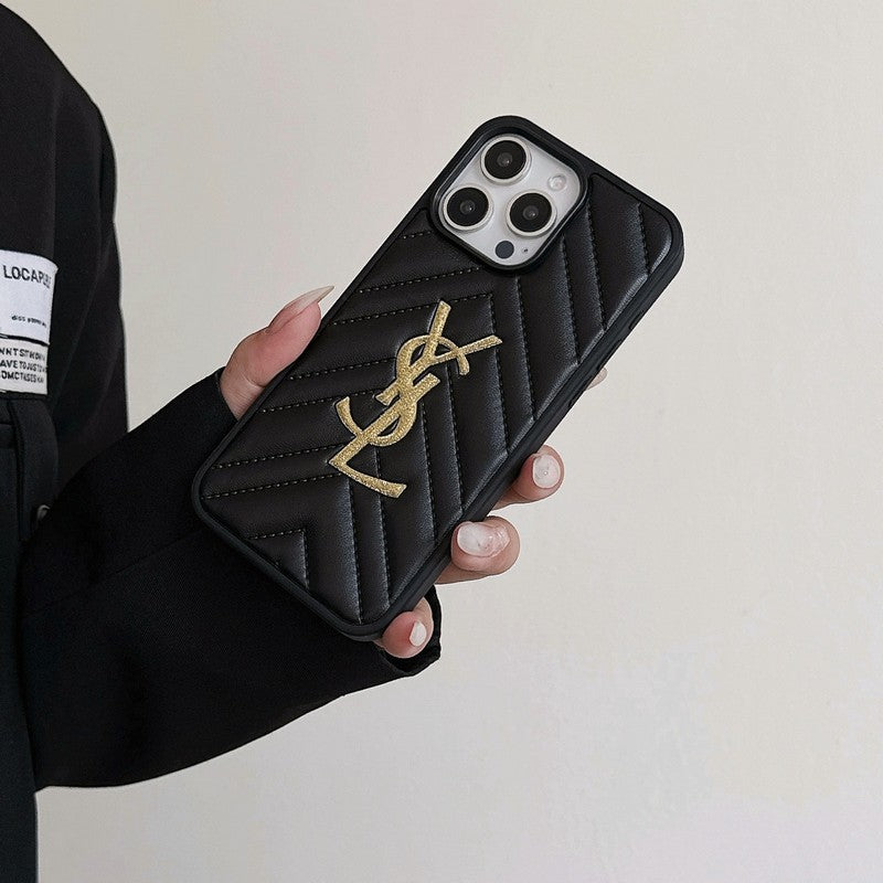 Sint zwart-wit leren iPhone-hoesje