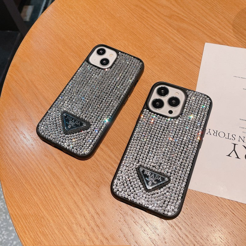 Luxe iPhone-hoesje met diamanten crossbodyketting