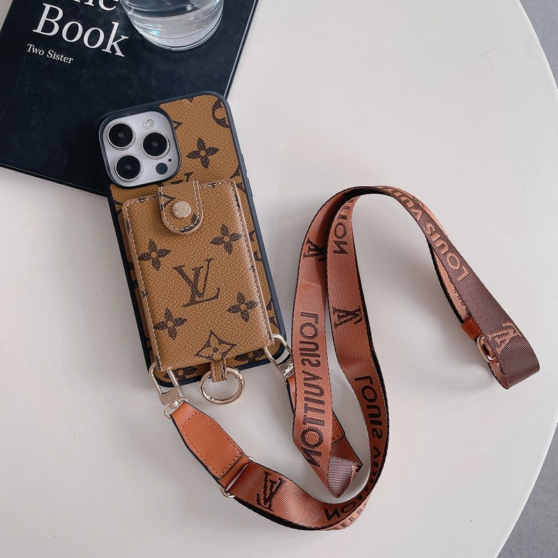 Bolsa de cartão de luxo com corrente clássica para iPhone