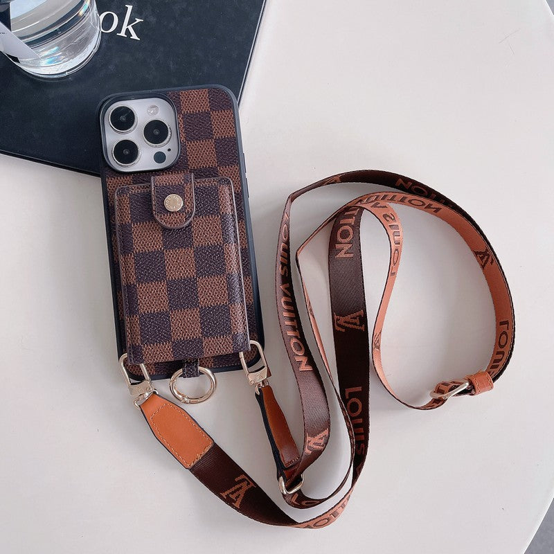 Bolsa de cartão de luxo com corrente clássica para iPhone