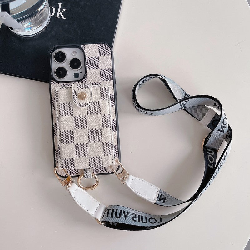 Bolsa de cartão de luxo com corrente clássica para iPhone