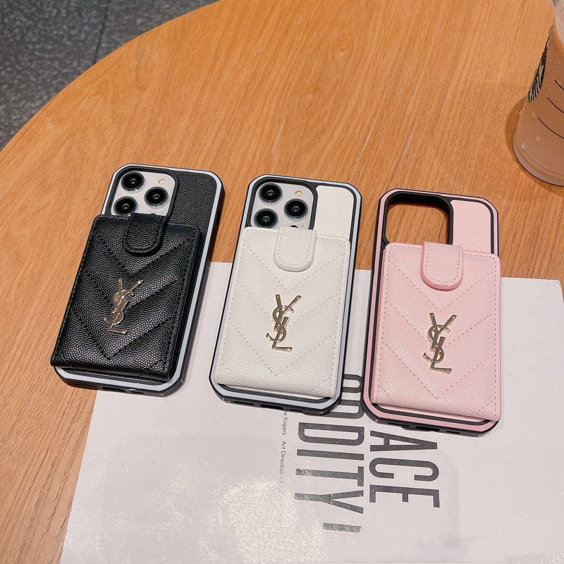 Saint Card Bag Kleur leren iPhone-hoesje