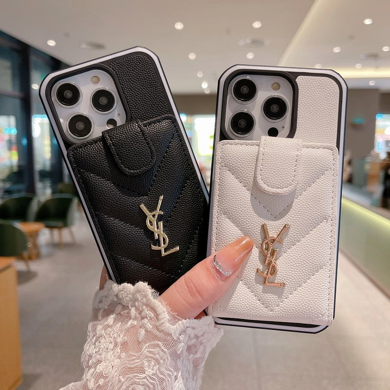 Saint Card Bag Kleur leren iPhone-hoesje