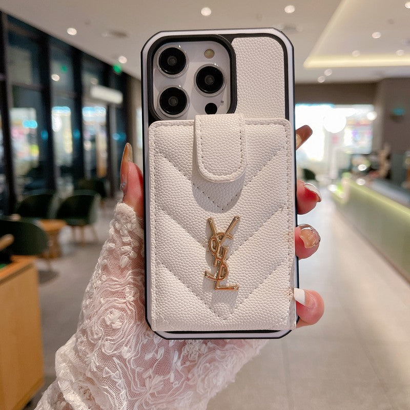 Saint Card Bag Kleur leren iPhone-hoesje