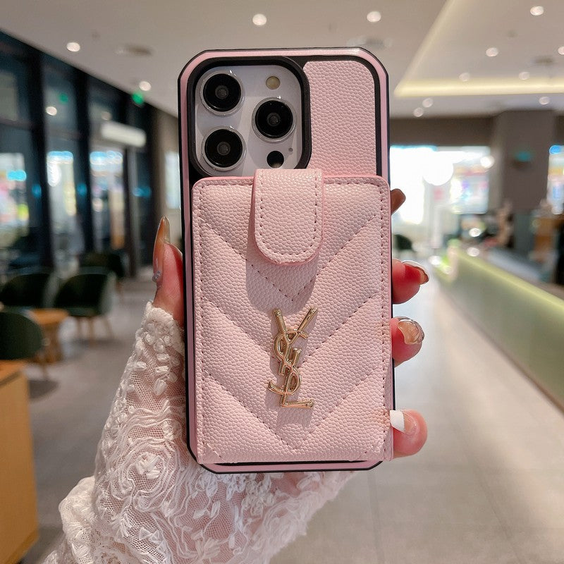 Saint Card Bag Kleur leren iPhone-hoesje