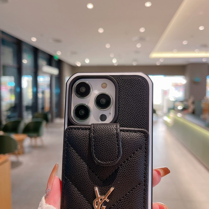 Saint Card Bag Kleur leren iPhone-hoesje