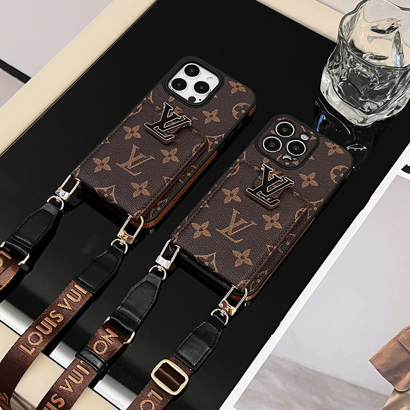 Cadena de bolso de tarjeta de lujo Funda y vinilo para iPhone