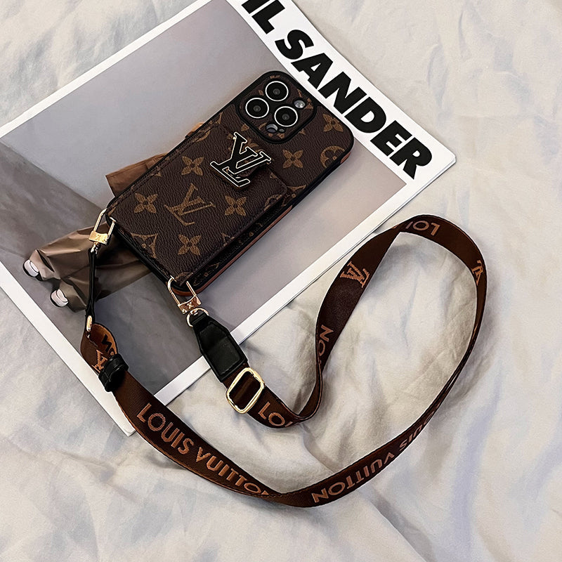 Cadena de bolso de tarjeta de lujo Funda y vinilo para iPhone