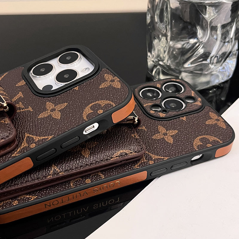 Cadena de bolso de tarjeta de lujo Funda y vinilo para iPhone