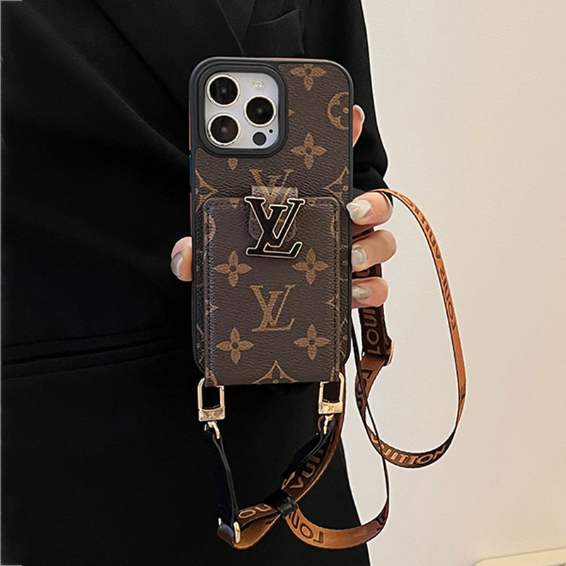 Cadena de bolso de tarjeta de lujo Funda y vinilo para iPhone
