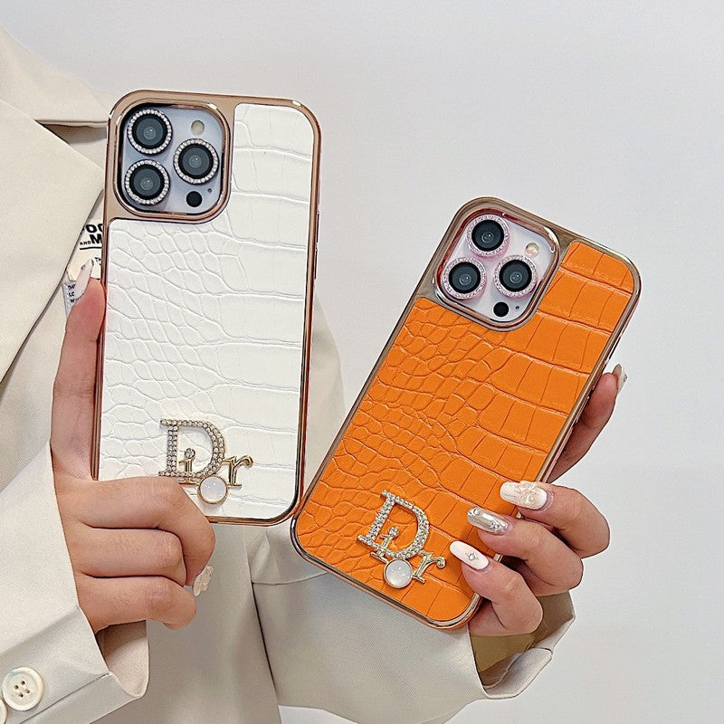 Logotipo de diamante de moda en oro rosa Funda y vinilo para iPhone