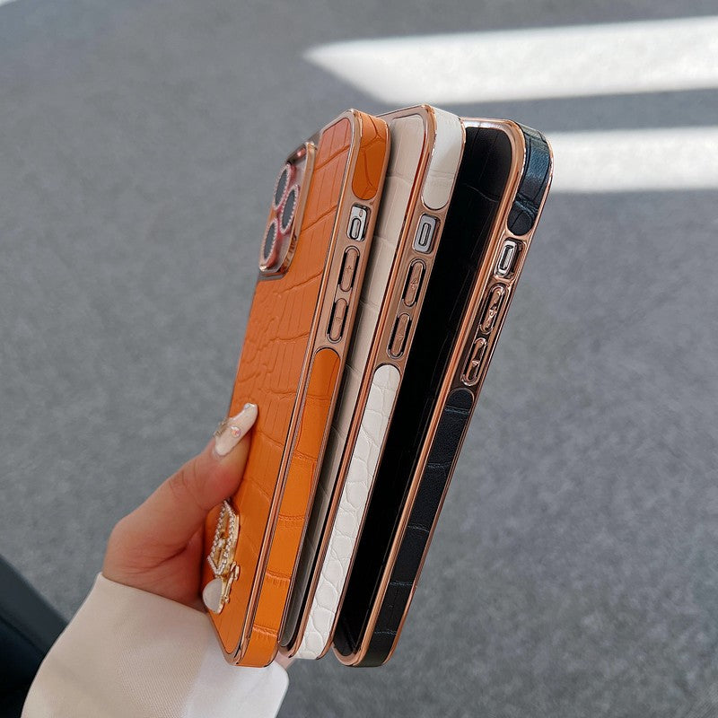 Logotipo de diamante de moda en oro rosa Funda y vinilo para iPhone