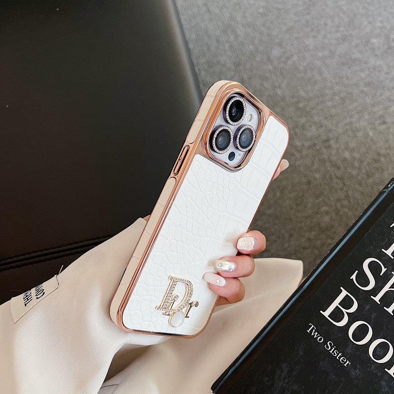 Logotipo de diamante de moda en oro rosa Funda y vinilo para iPhone
