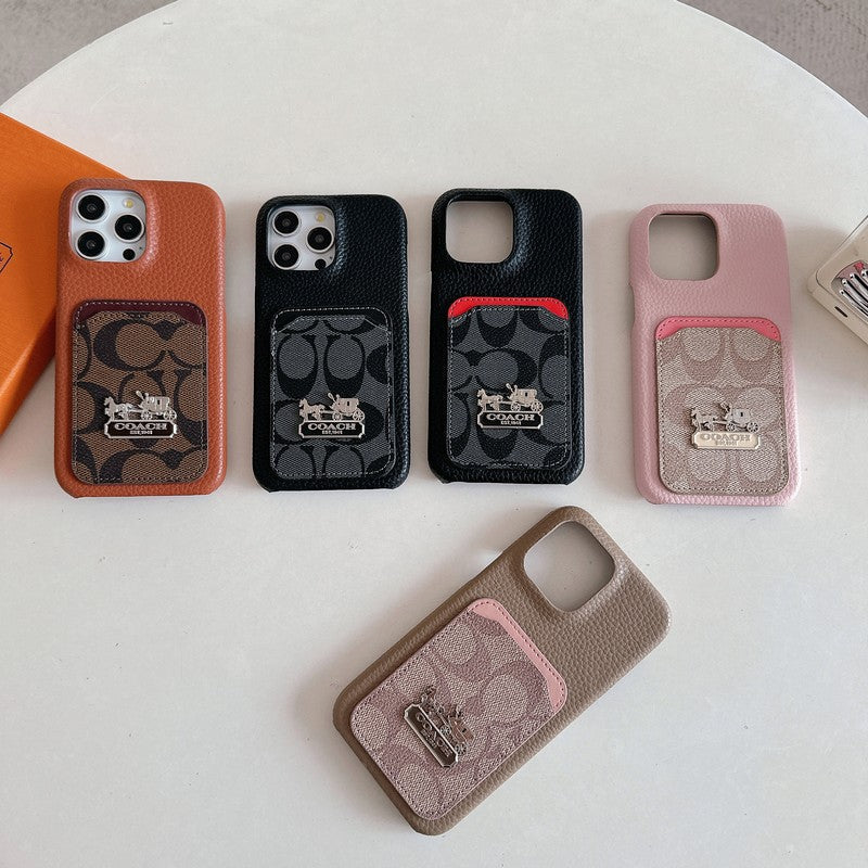 Funda clásica de cuero para iPhone con tarjetero