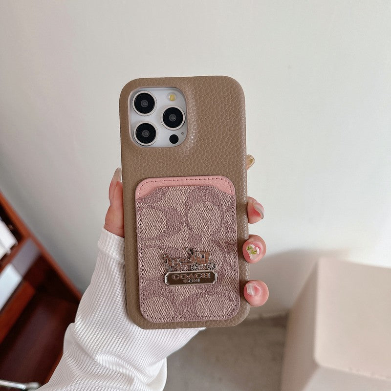 Funda clásica de cuero para iPhone con tarjetero