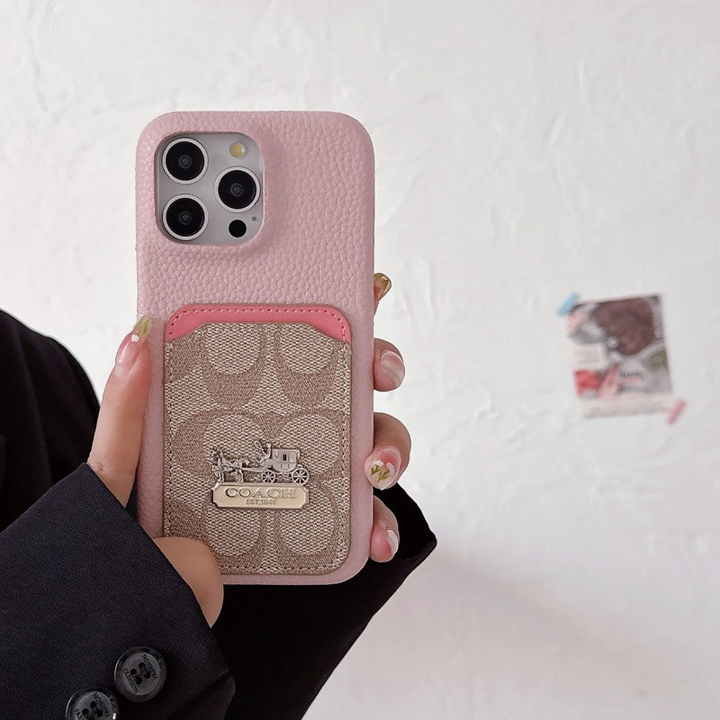 Funda clásica de cuero para iPhone con tarjetero