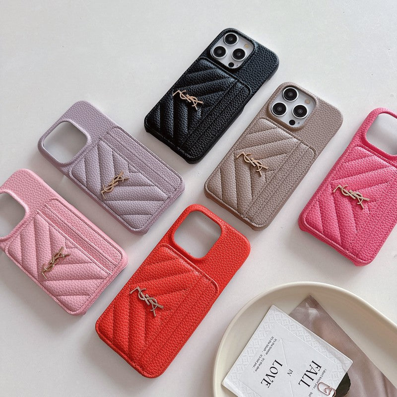 Saint Card Bag Kleur leren iPhone-hoesje