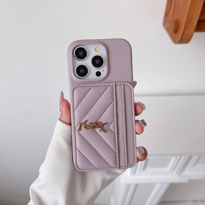 Saint Card Bag Kleur leren iPhone-hoesje