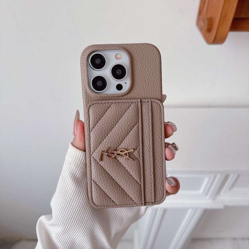 Saint Card Bag Kleur leren iPhone-hoesje