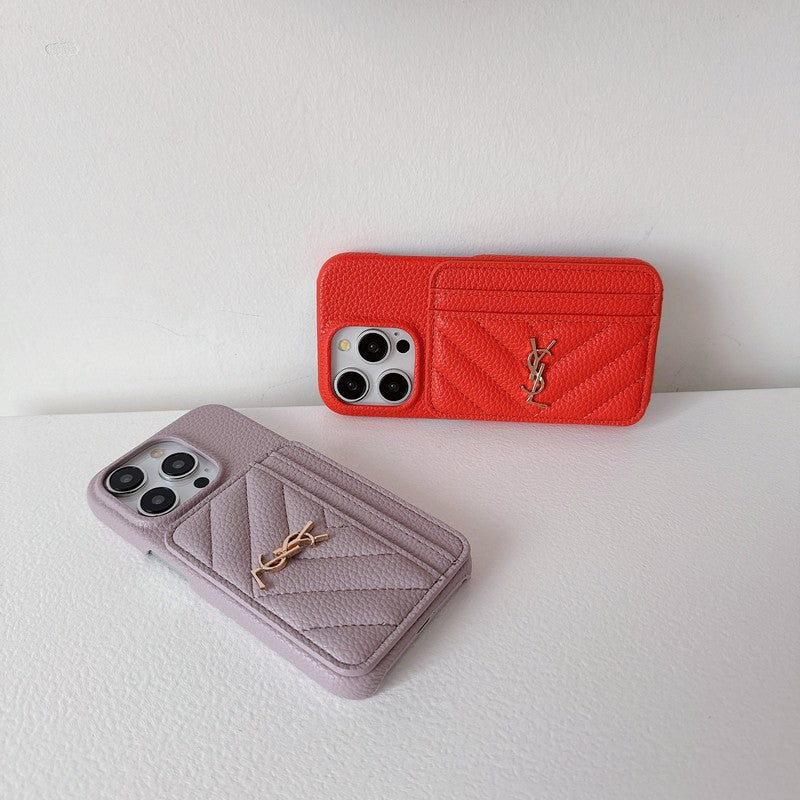 Saint Card Bag Kleur leren iPhone-hoesje