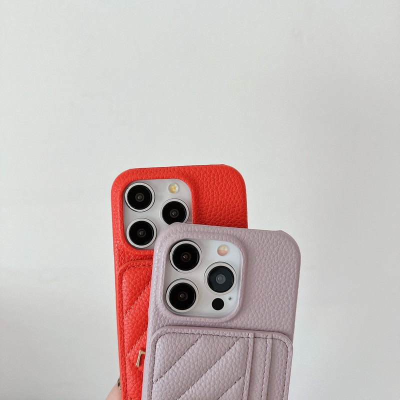 Saint Card Bag Kleur leren iPhone-hoesje