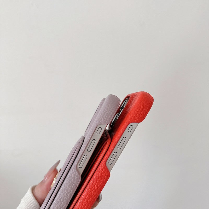 Saint Card Bag Kleur leren iPhone-hoesje