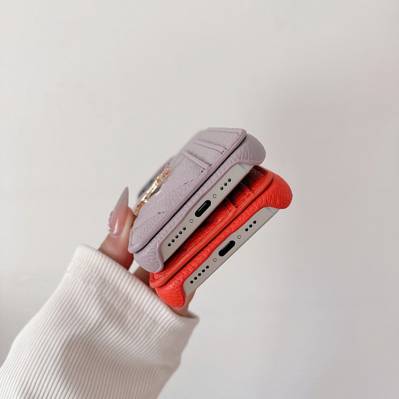 Saint Card Bag Kleur leren iPhone-hoesje