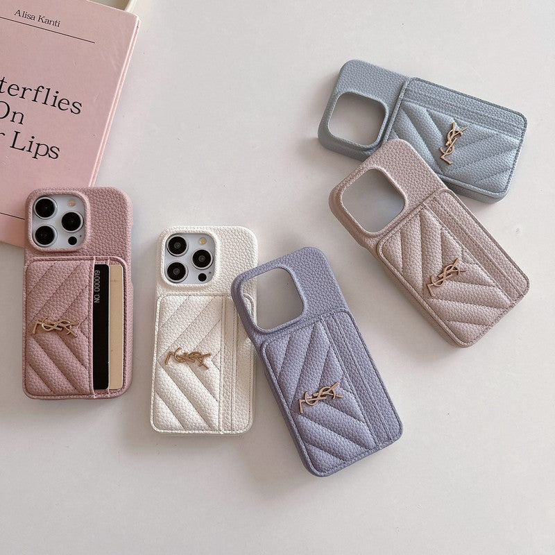 Saint Card Bag Kleur leren iPhone-hoesje