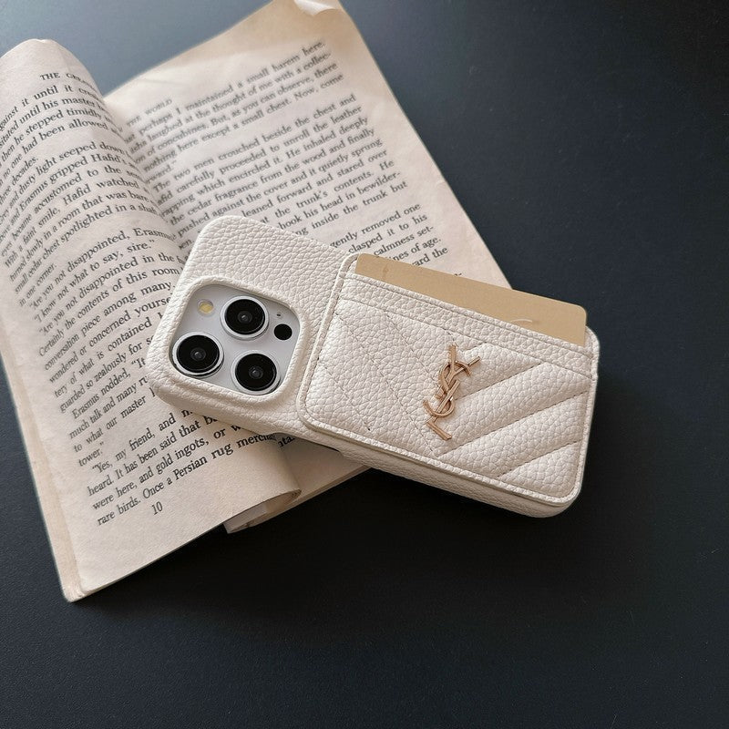 Saint Card Bag Kleur leren iPhone-hoesje