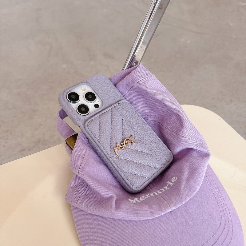 Saint Card Bag Kleur leren iPhone-hoesje